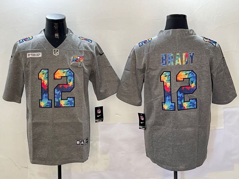 Men Tampa Bay Buccaneers #12 Brady Grey Throwback Rainbow 2024 Nike Limited NFL Jersey style 1->tampa bay buccaneers->NFL Jersey